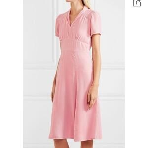 HVN 'Morgan' Blush Pink Silk Velvet Midi Dress US 4 NWT $795